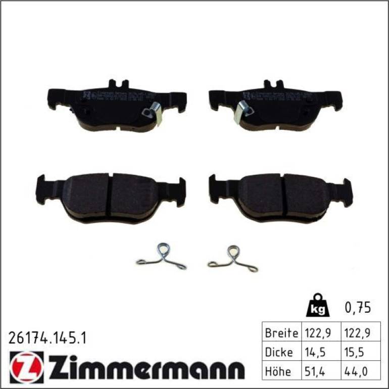 ZIMMERMANN Bremsbelagsatz, Scheibenbremse 26174.145.1 ZIMMERMANN Bremsbelagsatz, Scheibenbremse 26174.145.1