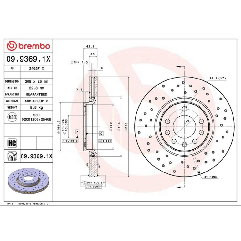 Bremsscheibe VA Xtra 09.9369.1X Bremsscheibe VA Xtra 09.9369.1X