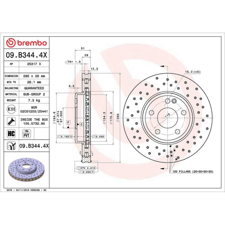 Bremsscheibe VA Xtra 09.B344.4X Bremsscheibe VA Xtra 09.B344.4X