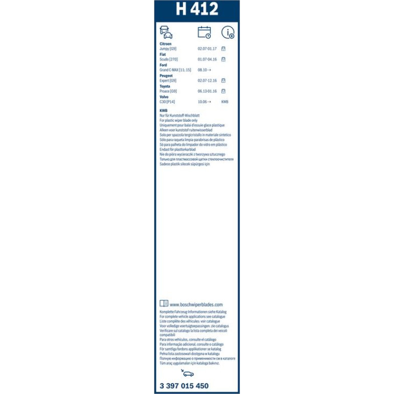 Bosch Heckscheibenwischer H412 3397015450 Bosch Heckscheibenwischer H412 3397015450