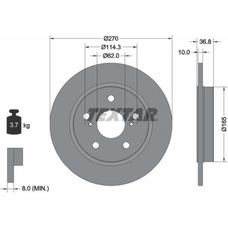 Bremsscheibe Toyota T. Auris 06-/12- Englisch 92164003 Bremsscheibe Toyota T. Auris 06-/12- Englisch 92164003