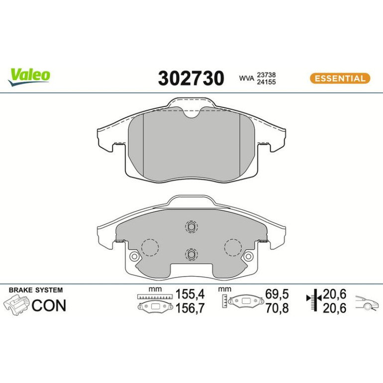 VALEO Bremsbeläge 302730 VALEO Bremsbeläge 302730