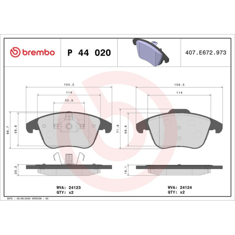 BREMBO Bremsklötze VA P 44 020 BREMBO Bremsklötze VA P 44 020