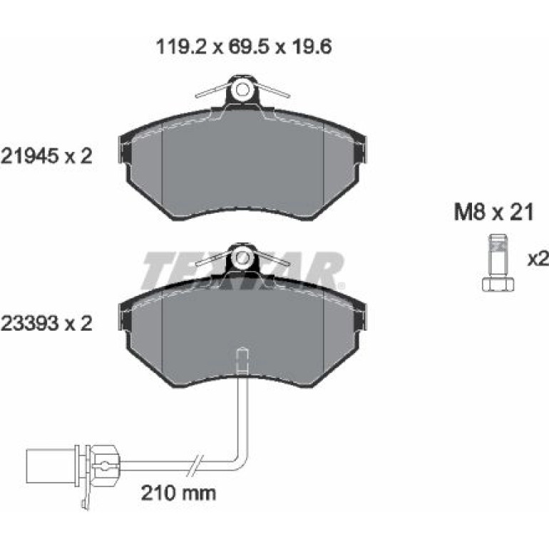 Bremsbelagsatz Vw S. A4 99-/Passat 99- 1,6-1,9 Mit Sensor 119X69 2194504 Bremsbelagsatz Vw S. A4 99-/Passat 99- 1,6-1,9 Mit Sensor 119X69 2194504