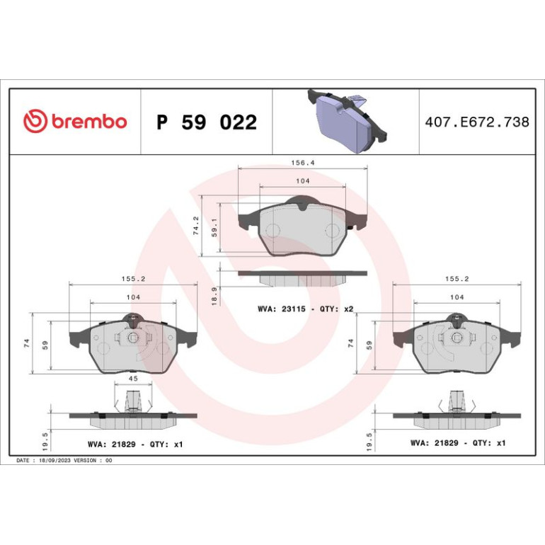 BREMBO Bremsklötze VA P 59 022