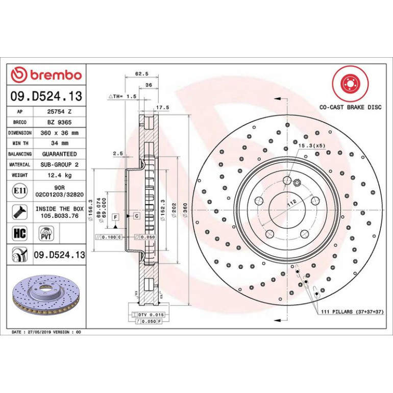 Bremsscheibe VA Co-Cast 09.D524.13