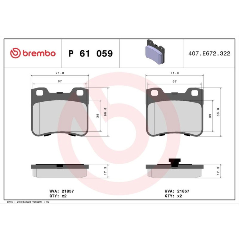 BREMBO Bremsklötze VA P 61 059 BREMBO Bremsklötze VA P 61 059