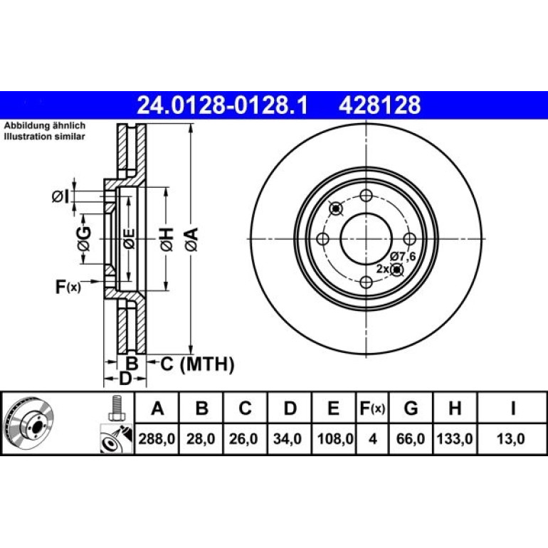 Bremsscheibe Citroen P. C5/Xantia 2.0-3.0 97 24.0128-0128.1 Bremsscheibe Citroen P. C5/Xantia 2.0-3.0 97 24.0128-0128.1