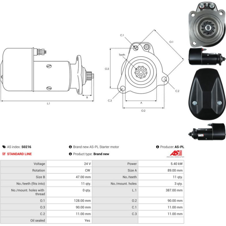 AS-PL Anlasser S0216 AS-PL Anlasser S0216