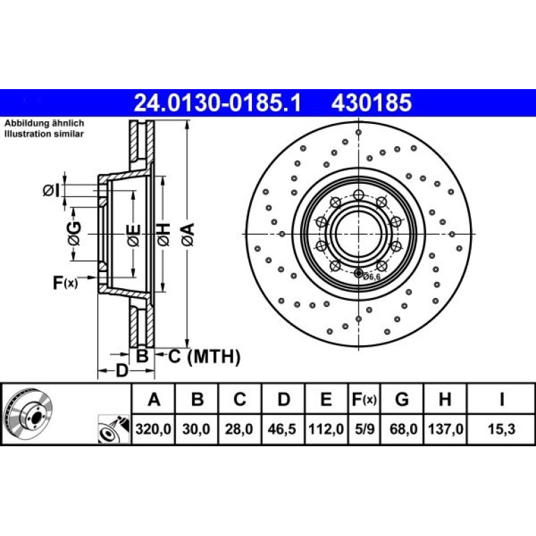 Bremsscheibe Audi S. A4 00-08 24.0130-0185.1 Bremsscheibe Audi S. A4 00-08 24.0130-0185.1
