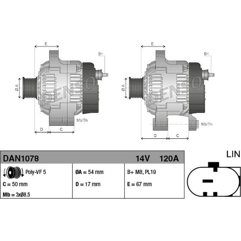 DENSO Generator DAN1078 DENSO Generator DAN1078