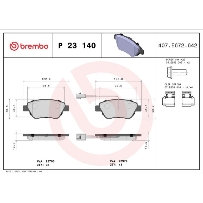 BREMBO Bremsklötze VA P 23 140 BREMBO Bremsklötze VA P 23 140
