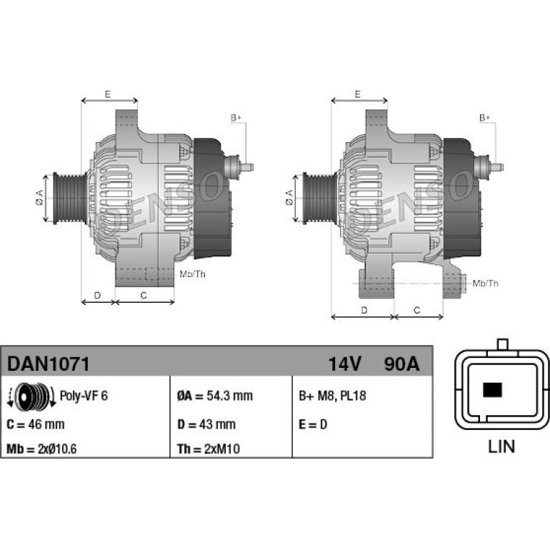 DENSO Generator DAN1071 DENSO Generator DAN1071
