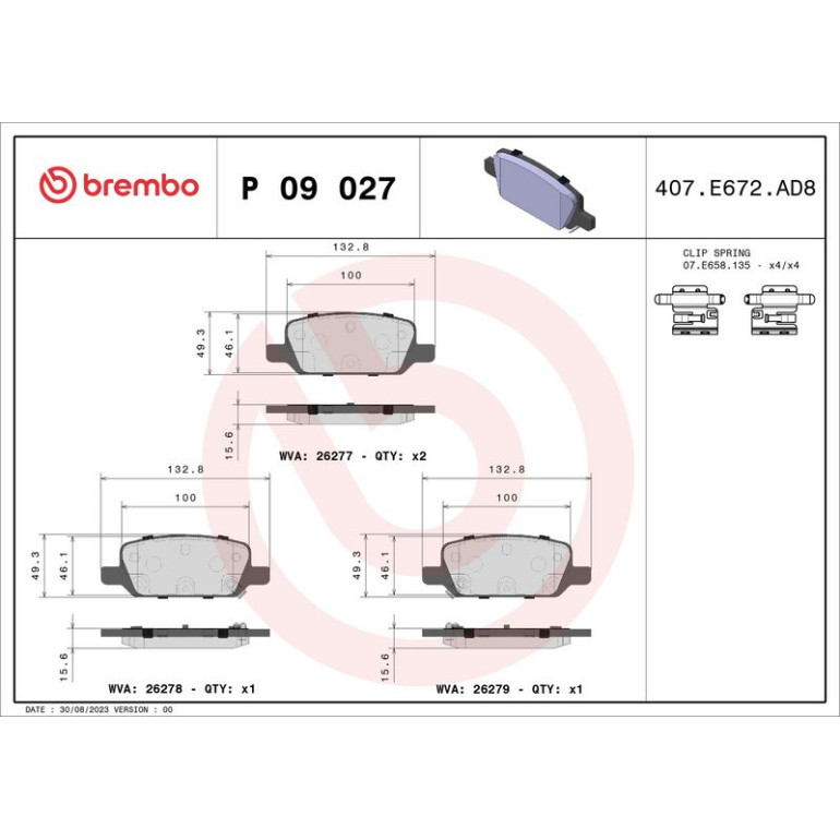 BREMBO Bremsklötze HA P 09 027 BREMBO Bremsklötze HA P 09 027
