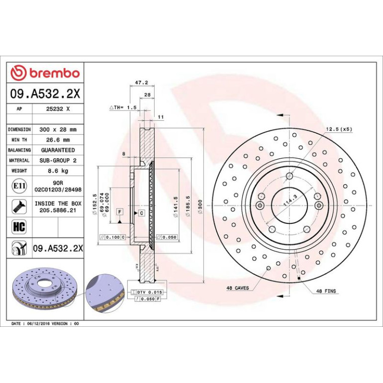 Bremsscheibe VA Xtra 09.A532.2X Bremsscheibe VA Xtra 09.A532.2X