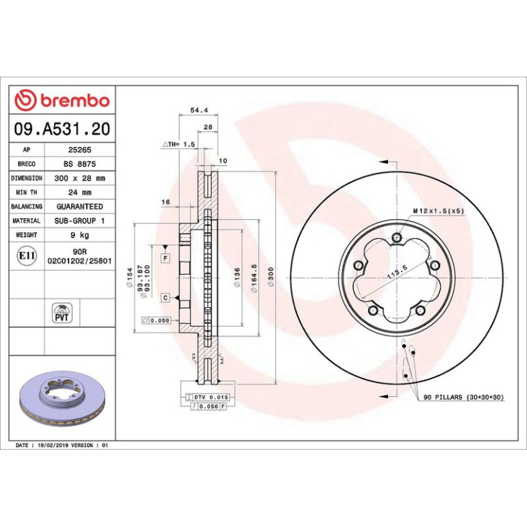 51 481 065 Bremsscheibe VA 09.A531.20 51 481 065 Bremsscheibe VA 09.A531.20