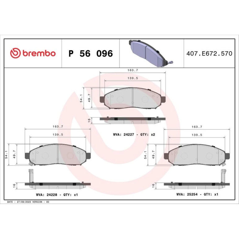 BREMBO Bremsklötze VA P 56 096 BREMBO Bremsklötze VA P 56 096