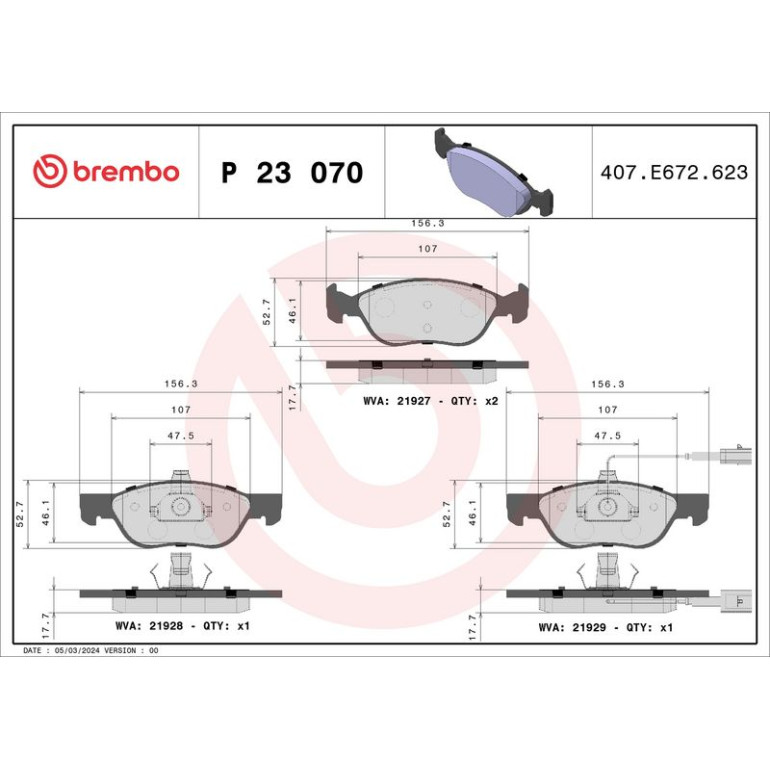 BREMBO Bremsklötze VA P 23 070 BREMBO Bremsklötze VA P 23 070
