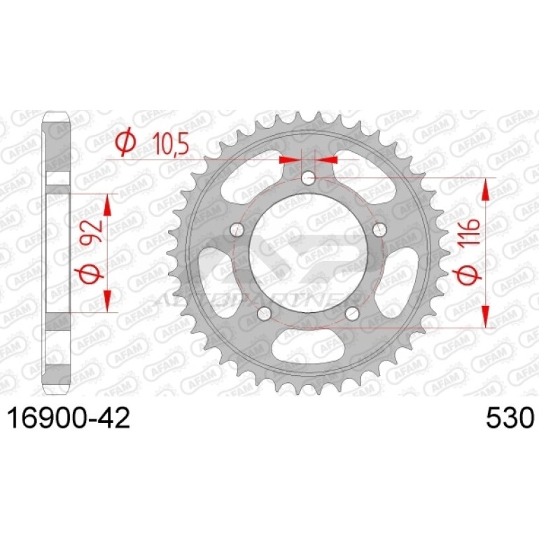 AFAM Kettenrad STAHL 42 Zähne 16900-42 AFAM Kettenrad STAHL 42 Zähne 16900-42