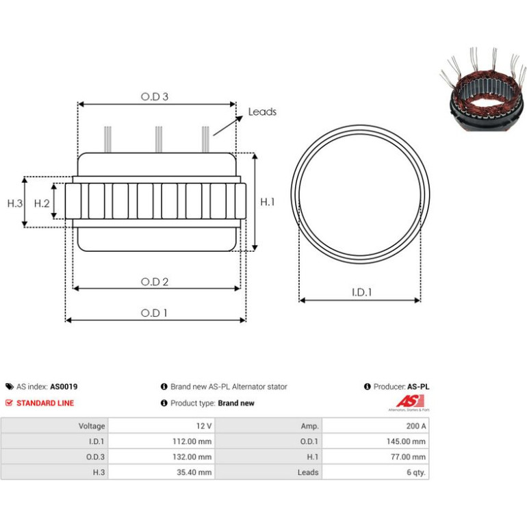 Ständer, Generator AS0019 Ständer, Generator AS0019