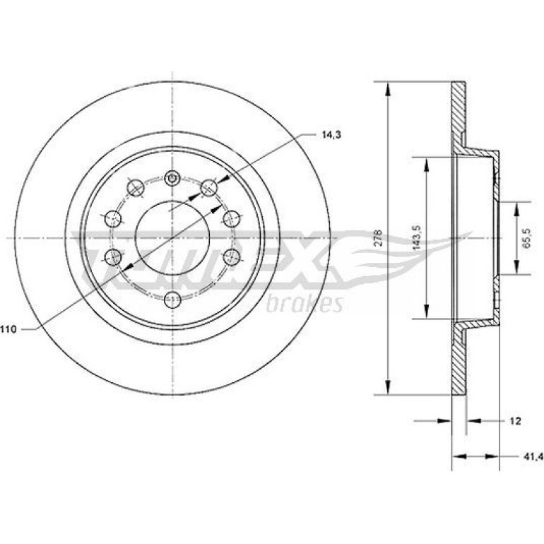 TOMEX brakes Bremsscheibe TX 70-81 TOMEX brakes Bremsscheibe TX 70-81