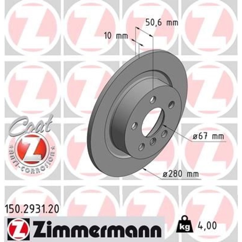 ZIMMERMANN Bremsscheibe 150.2931.20 ZIMMERMANN Bremsscheibe 150.2931.20