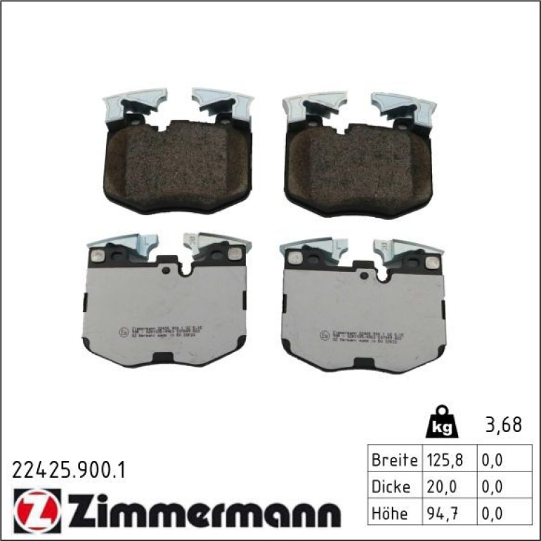 ZIMMERMANN Bremsbelagsatz, Scheibenbremse 22425.900.1 ZIMMERMANN Bremsbelagsatz, Scheibenbremse 22425.900.1