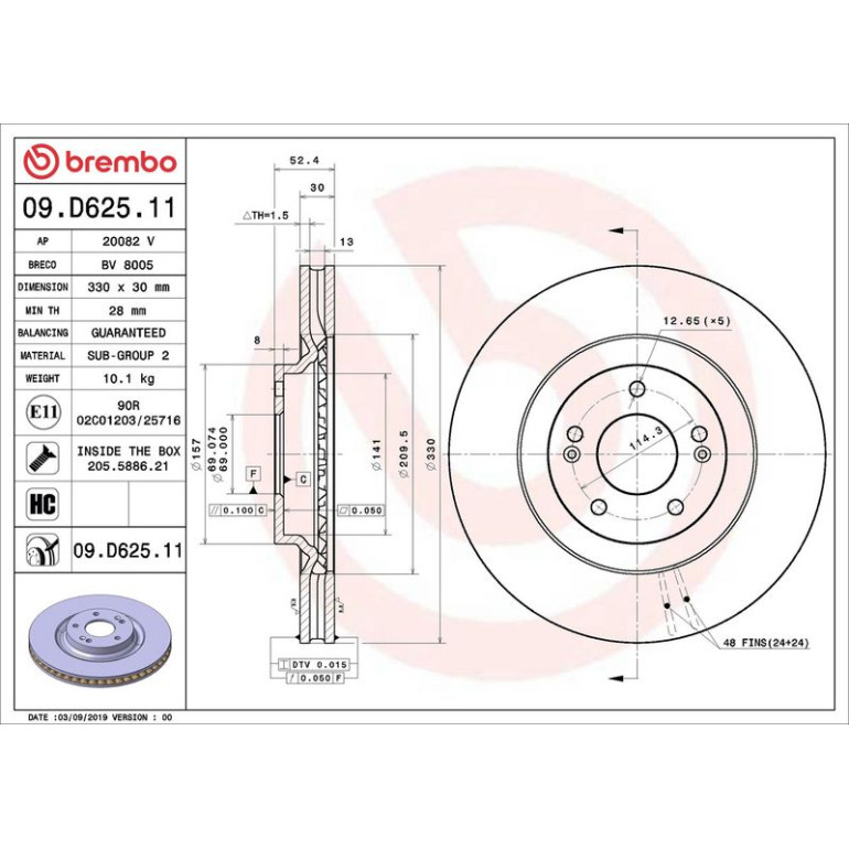 Bremsscheibe VA 09.D625.11 Bremsscheibe VA 09.D625.11