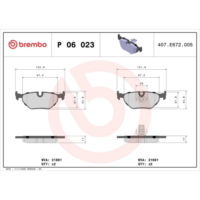 BREMBO Bremsklötze HA P 06 023 BREMBO Bremsklötze HA P 06 023