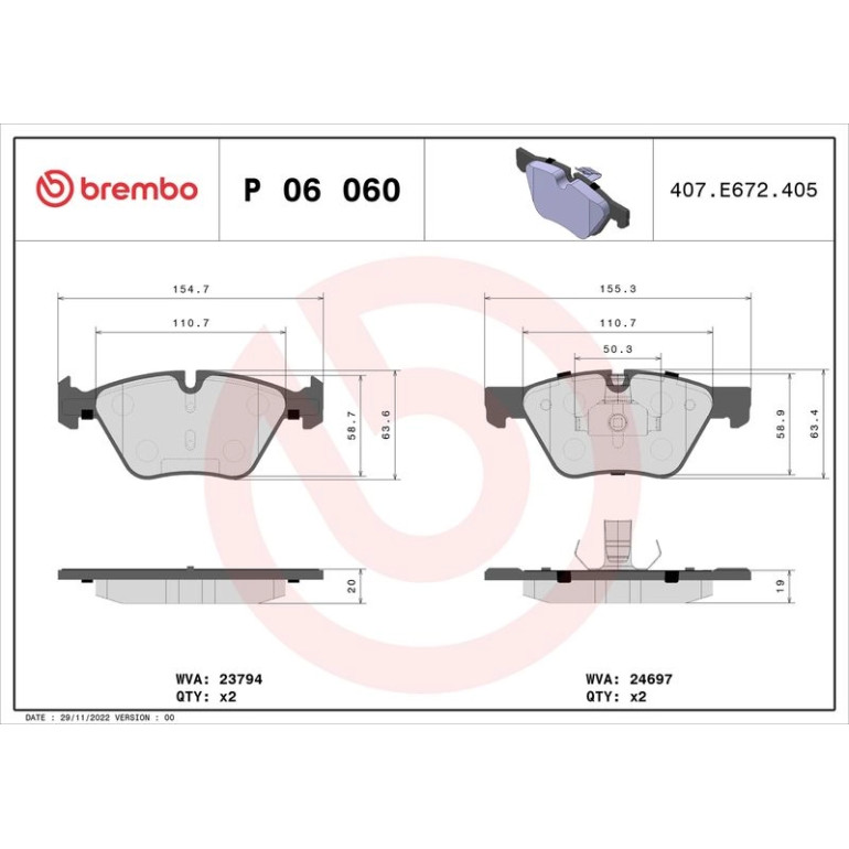 BREMBO Bremsklötze VA P 06 060 BREMBO Bremsklötze VA P 06 060