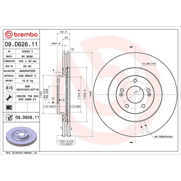 Bremsscheibe VA 09.D626.11 Bremsscheibe VA 09.D626.11