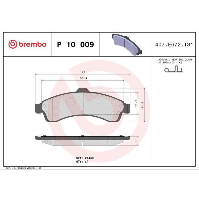 BREMBO Bremsklötze VA P 10 009 BREMBO Bremsklötze VA P 10 009