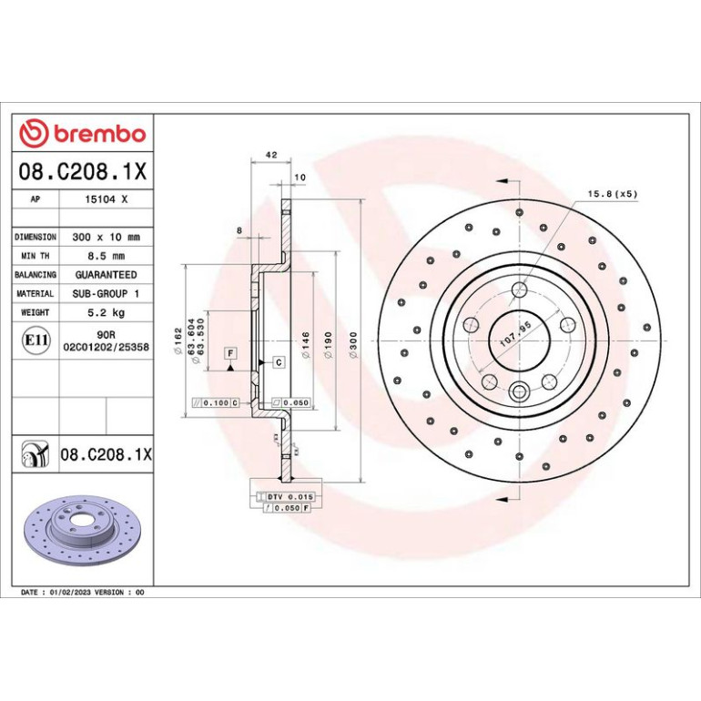 Bremsscheibe HA 08.C208.1X Bremsscheibe HA 08.C208.1X
