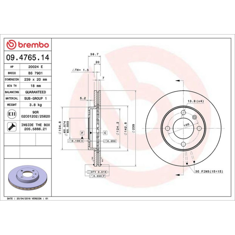 17 481 010 Bremsscheibe VA 09.4765.14