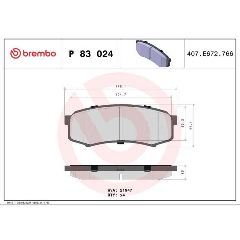 BREMBO Bremsklötze HA P 83 024 BREMBO Bremsklötze HA P 83 024