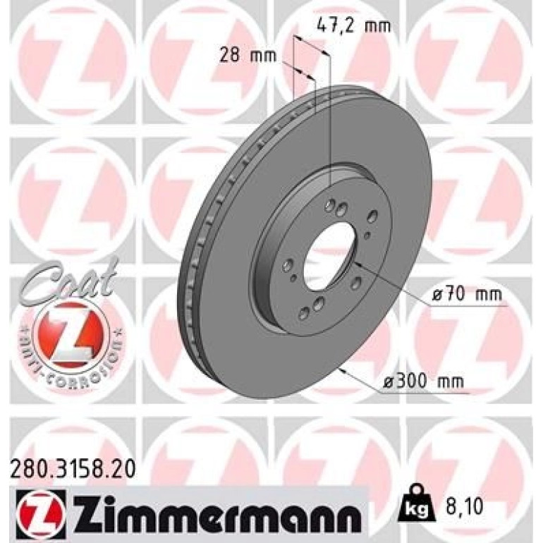 ZIMMERMANN Bremsscheibe 280.3158.20 ZIMMERMANN Bremsscheibe 280.3158.20