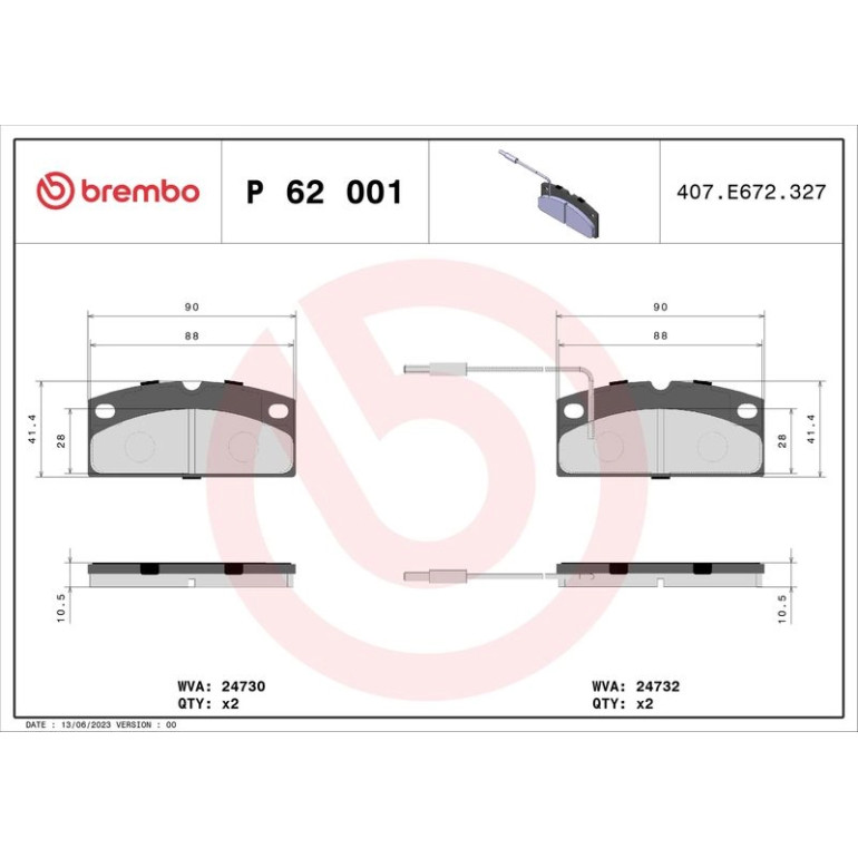 BREMBO Bremsklötze VA P 62 001 BREMBO Bremsklötze VA P 62 001