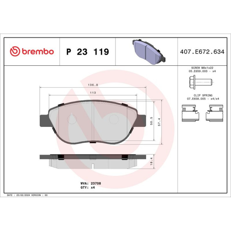 BREMBO Bremsklötze VA P 23 119 BREMBO Bremsklötze VA P 23 119