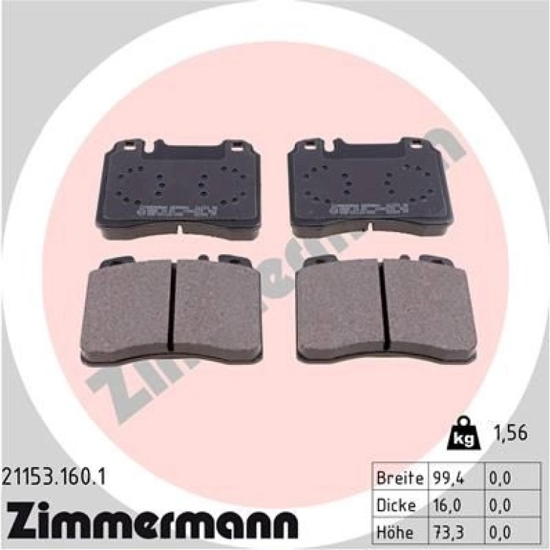 ZIMMERMANN Bremsbeläge 21153.160.1 ZIMMERMANN Bremsbeläge 21153.160.1