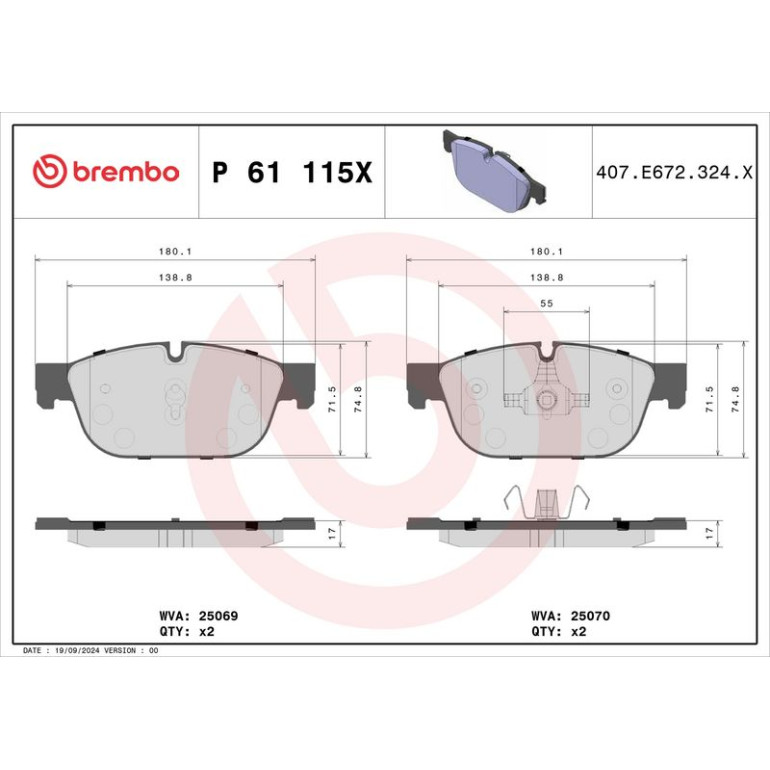 BREMBO Bremsklötze Xtra VA P 61 115X BREMBO Bremsklötze Xtra VA P 61 115X