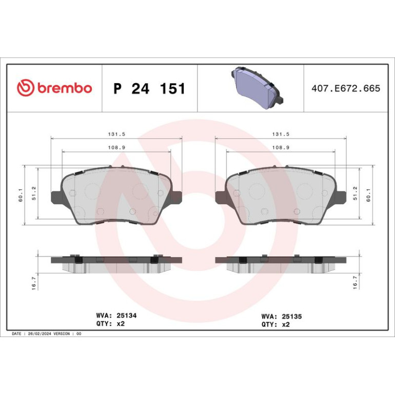 BREMBO Bremsklötze VA P 24 151