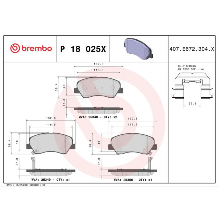 BREMBO Bremsklötze VA P 18 025X BREMBO Bremsklötze VA P 18 025X