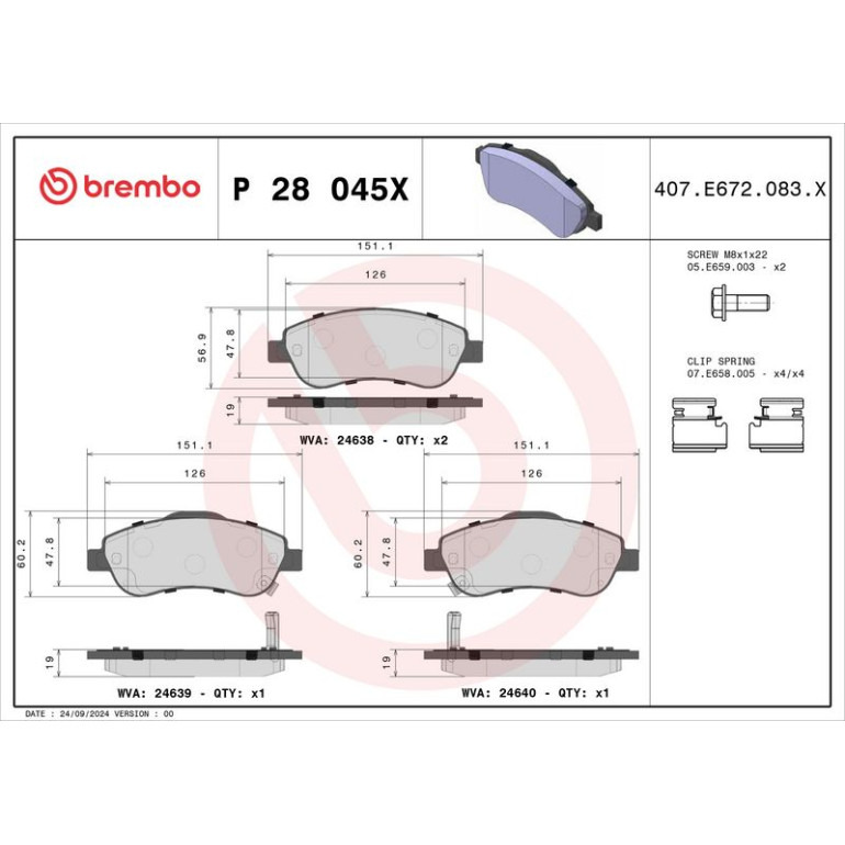 BREMBO Bremsklötze Xtra VA P 28 045X BREMBO Bremsklötze Xtra VA P 28 045X