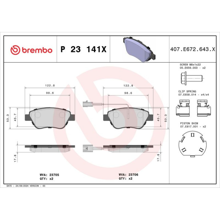 BREMBO Bremsklötze Xtra VA P 23 141X BREMBO Bremsklötze Xtra VA P 23 141X
