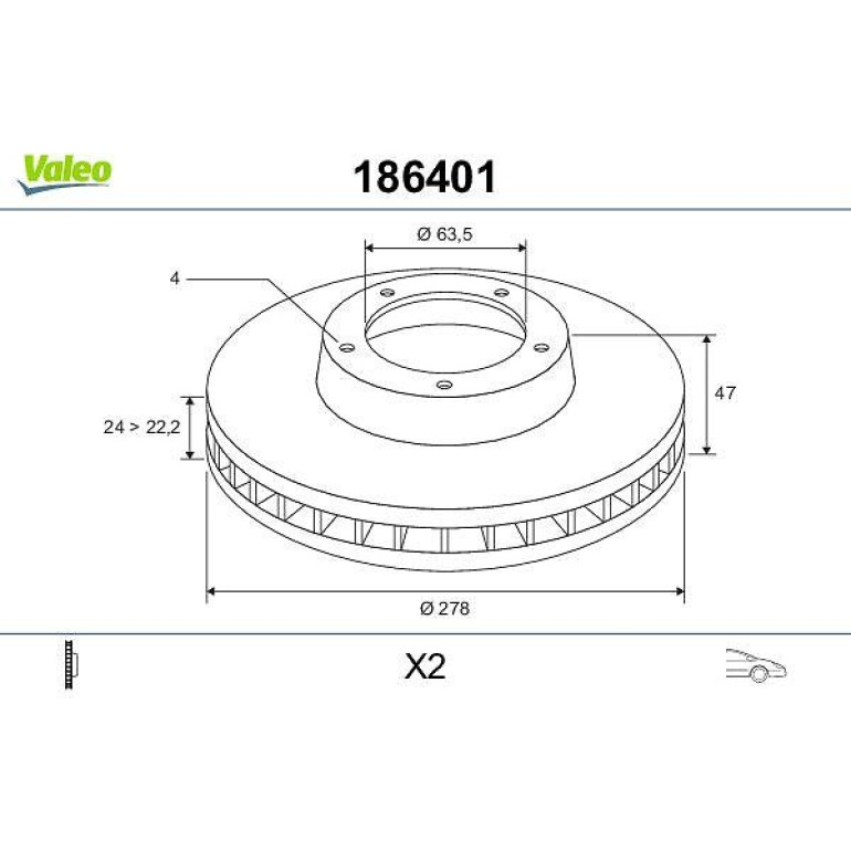 VALEO Bremsscheibe 186401 VALEO Bremsscheibe 186401