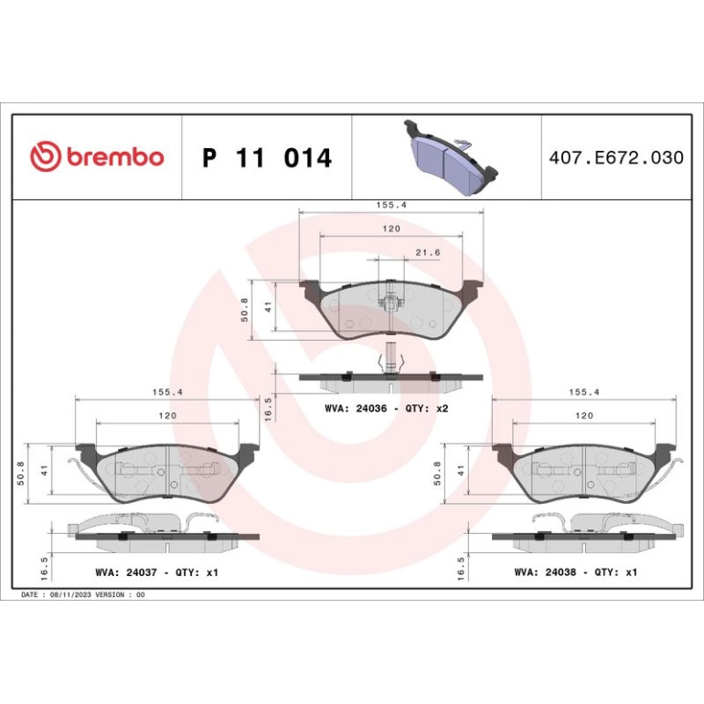 BREMBO Bremsklötze HA P 11 014 BREMBO Bremsklötze HA P 11 014