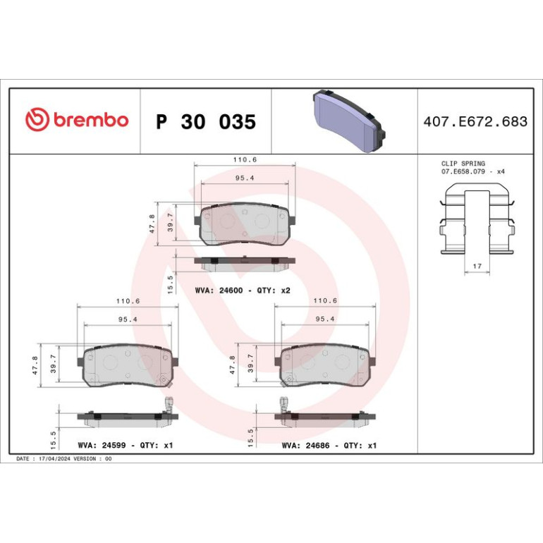 BREMBO Bremsklötze HA P 30 035 BREMBO Bremsklötze HA P 30 035
