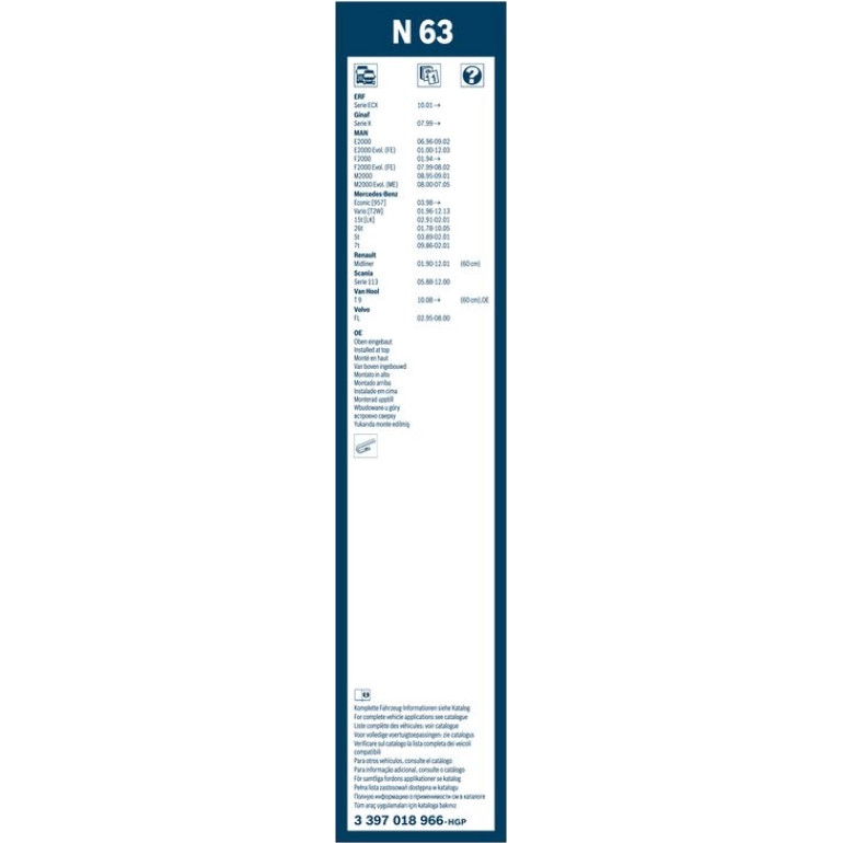 Bosch Wischerblatt N63 3397018162 Bosch Wischerblatt N63 3397018162