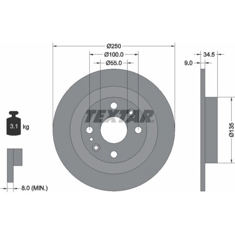 Bremsscheibe Mazda T. 323 89-94/Mx-3/Mx-5 92061700 Bremsscheibe Mazda T. 323 89-94/Mx-3/Mx-5 92061700