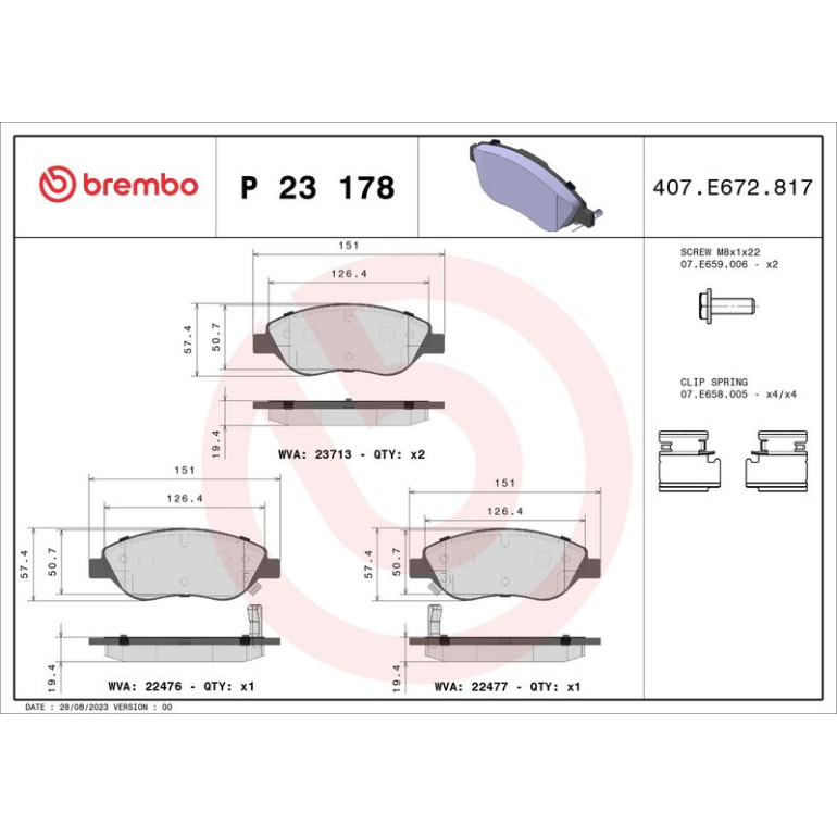BREMBO Bremsklötze VA P 23 178 BREMBO Bremsklötze VA P 23 178